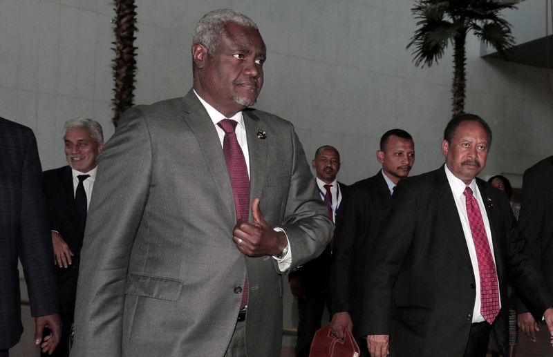 FILE PHOTO: African Union Commission Chairperson Faki arrives for AU