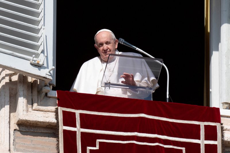 FILE PHOTO: Pope Francis leads Angelus prayer at the Vatican