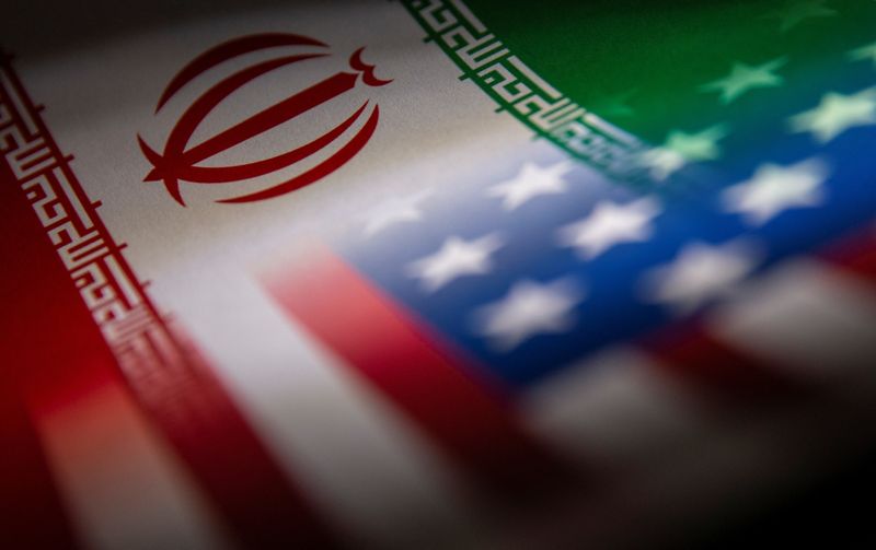 Illustration shows Iran’s and U.S.’ flags