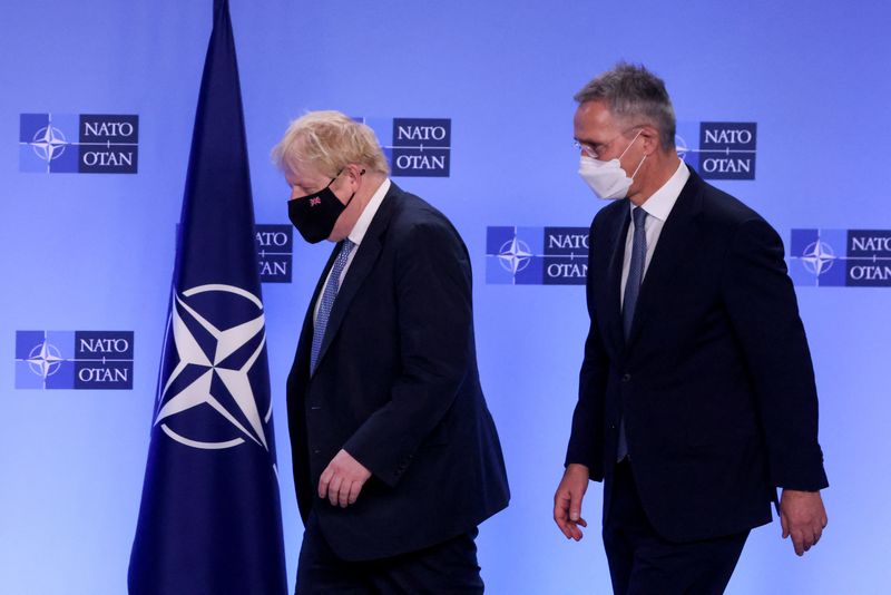 Britain’s PM Johnson meets NATO Secretary General Stoltenberg, in Brussels