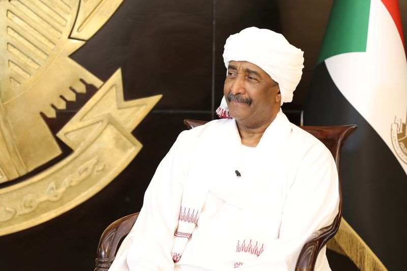 Sudan’s Sovereign Council Chief General Abdel Fattah al-Burhan looks on