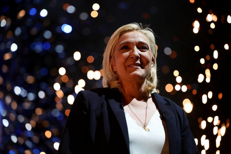 FILE PHOTO: Far-right candidate Le Pen holds major campaign rally