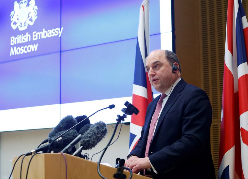 FILE PHOTO: British defence minister Ben Wallace attends a news