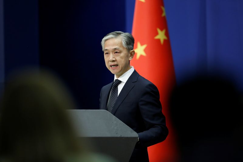 FILE PHOTO: Chinese Foreign Ministry spokesman Wang Wenbin speaks during