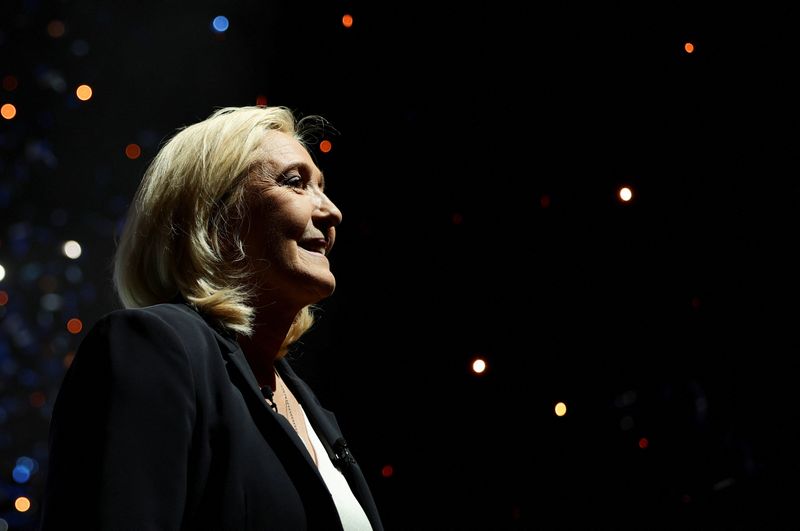 FILE PHOTO: Far-right candidate Le Pen holds major campaign rally