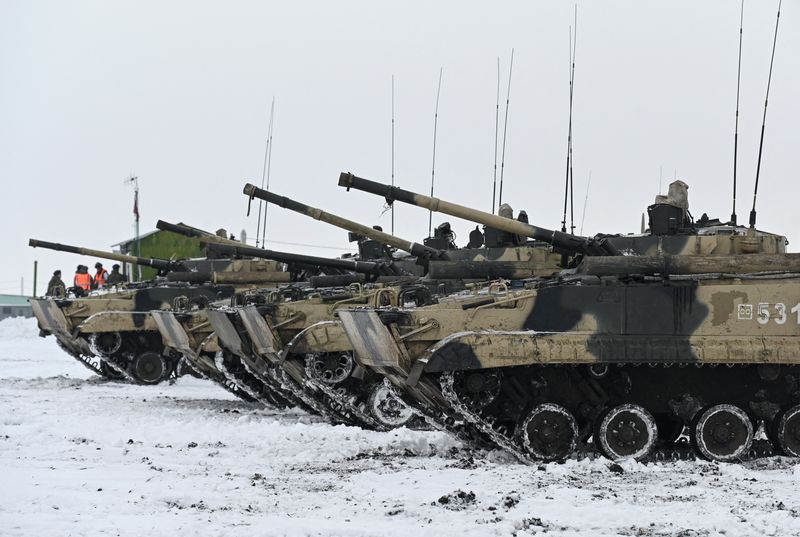 FILE PHOTO: Russian mechanized infantry holds drills in the Rostov