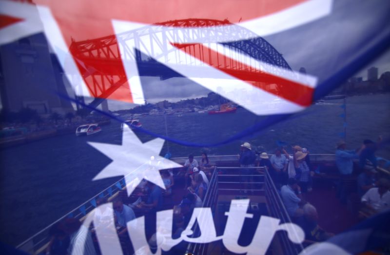 Passengers aboard a ferry can be seen through an Australian