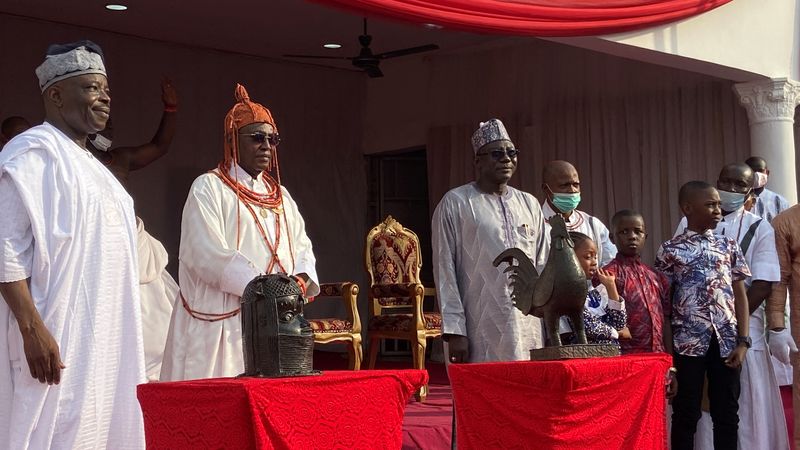 The Oba of Benin Kingdom, Oba Ewuare II receives stolen