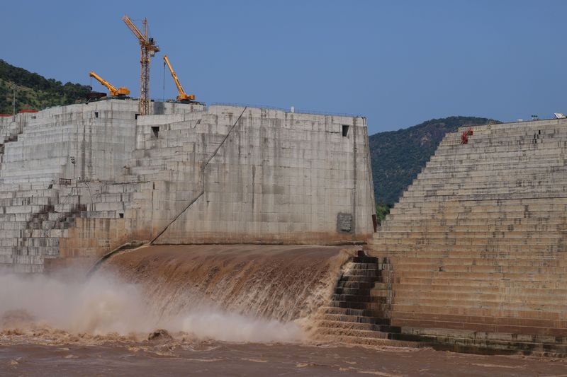 FILE PHOTO: Water flows through Ethiopia’s Grand Renaissance Dam as