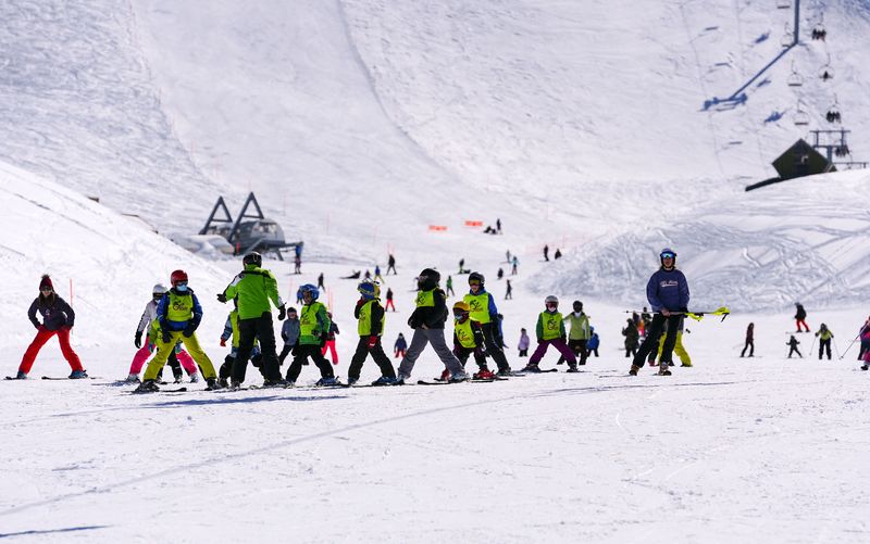 People ski at a ski resort in Kfardebian