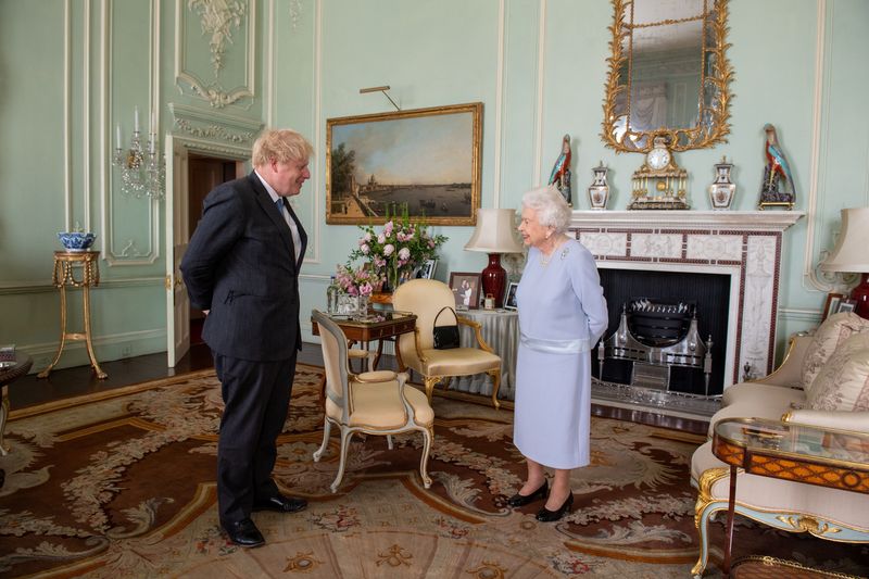 Queen Elizabeth II meets PM Johnson at Buckingham Palace, London