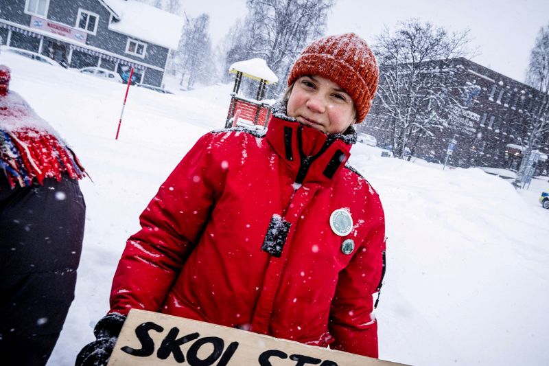 FILE PHOTO: Greta Thunberg protests in Sweden