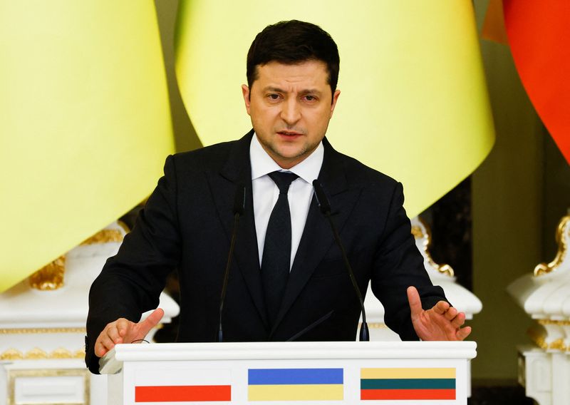 Ukrainian President Zelenskiy holds joint news conference with Polish and