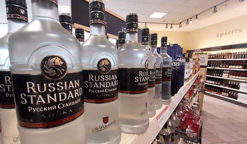 Bottles of Russian Standard Vodka are seen in a LCBO