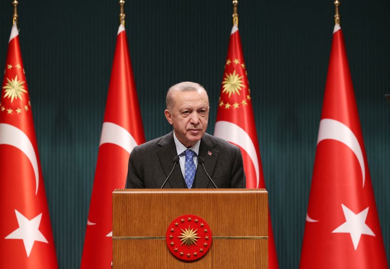 FILE PHOTO: Turkish President Erdogan speaks following a cabinet meeting