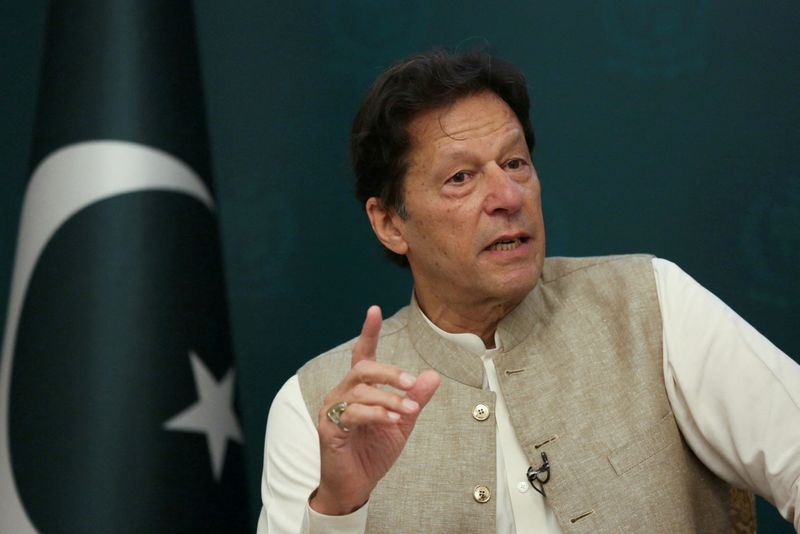 FILE PHOTO: Pakistan’s prime minister, Imran Khan, speaks during an