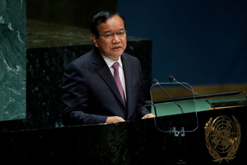 FILE PHOTO: Cambodian Foreign Minister Prak Sokhonn addresses the 74th