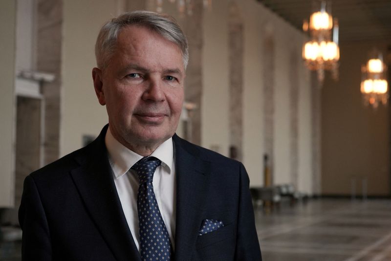 Finland’s Foreign Minister Pekka Haavisto is pictured during an interview