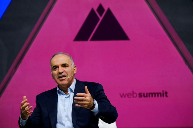 FILE PHOTO: Garry Kasparov speaks during Web Summit, Europe’s largest