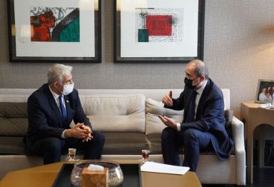 Jordanian Foreign Minister Ayman Safadi meets with Israeli Foreign Minister