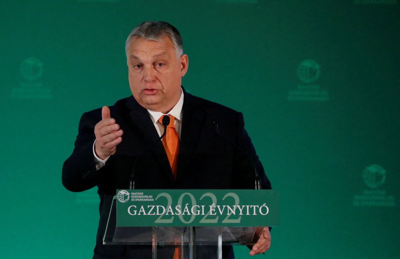 FILE PHOTO: Hungarian PM Orban attends a business conference, in