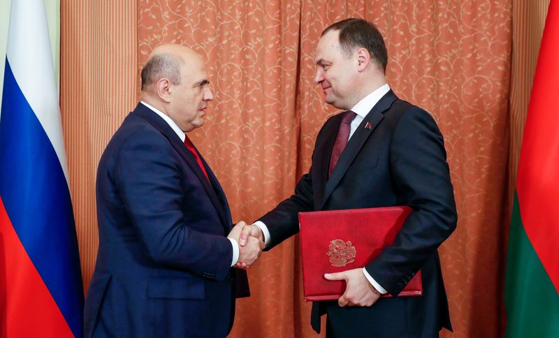 Russian Prime Minister Mishustin and his Belarusian counterpart Roman Golovchenko
