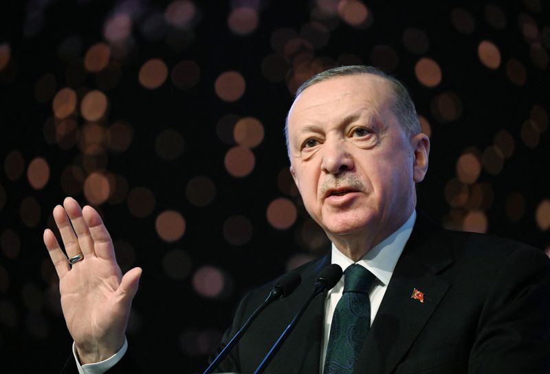 Turkish President Erdogan speaks during the opening session of ADF