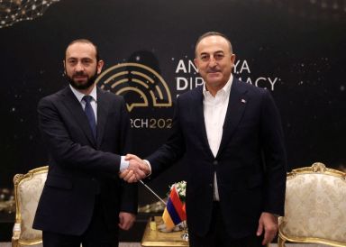 Turkish Foreign Minister Cavusoglu meets with his Armenian counterpart Mirzoyan