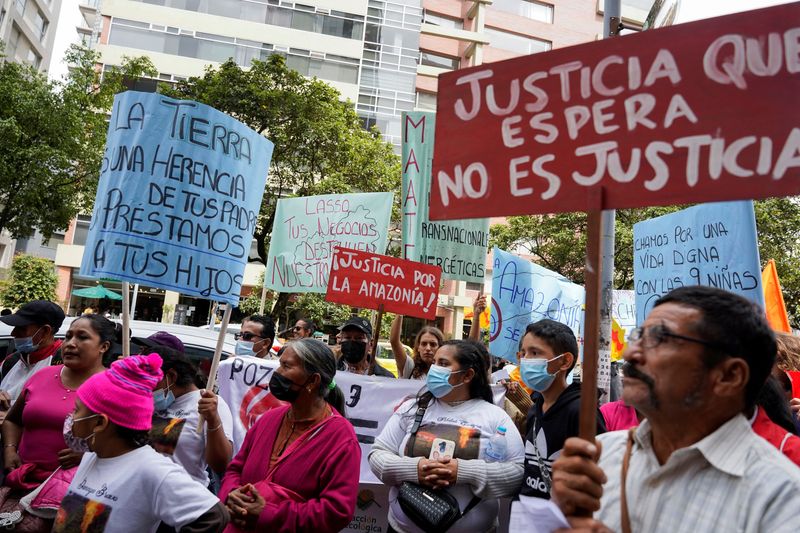 Ecuadorean indigenous groups protest oil flaring in Amazon, in Quito