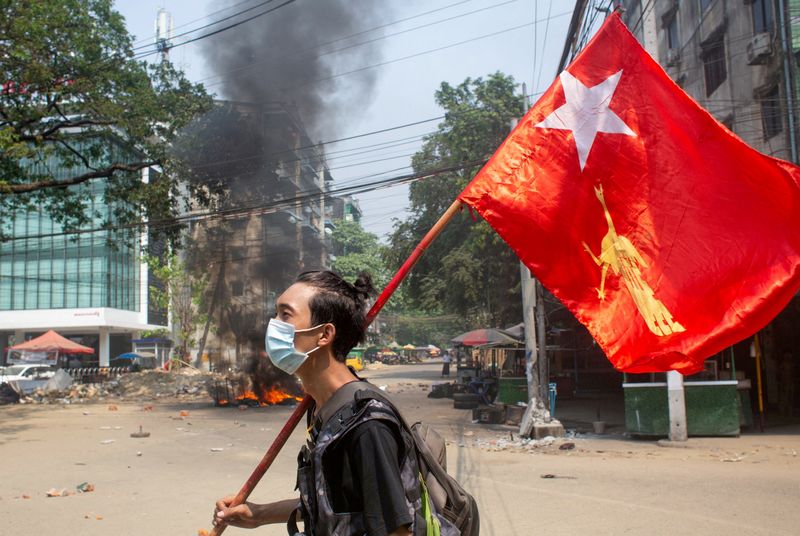 FILE PHOTO: Protest against the military coup in Yangon