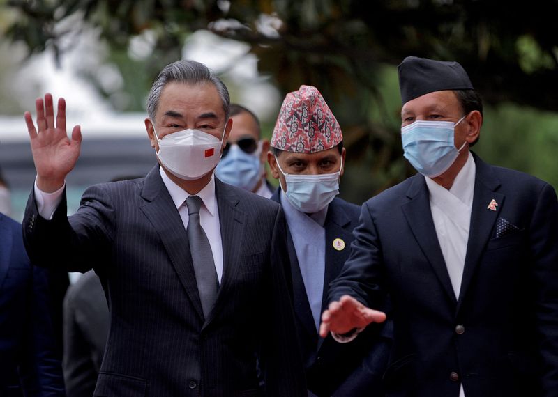 Nepal’s Foreign Minister Narayan Khadka and his Chinese counterpart Wang