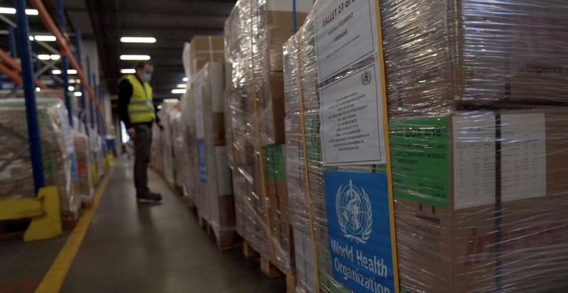 FILE PHOTO: WHO medical aid for Ukraine arrives in Warsaw