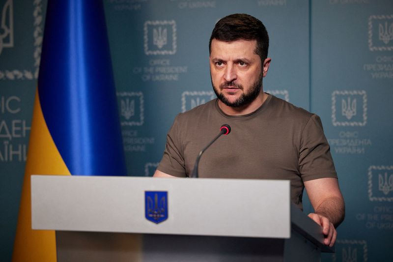 Ukraine’s President Zelenskiy addresses the Ukrainian people in Kyiv