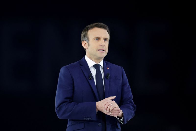 French President Macron holds election rally, in Nanterre