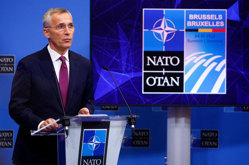 FILE PHOTO: NATO Secretary General Stoltenberg attends news conference before