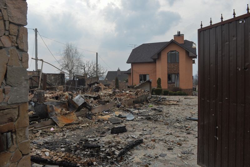 FILE PHOTO: A view shows a residential area damaged by