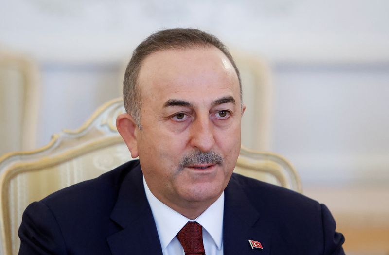 FILE PHOTO: Turkish Foreign Minister Cavusoglu meets with his Russian