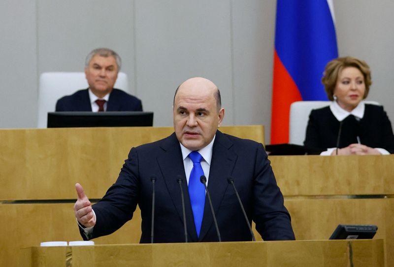 Russian PM Mishustin attends a session of the State Duma