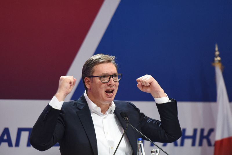 Aleksandar Vucic, the presidential candidate of the ruling SNS party,