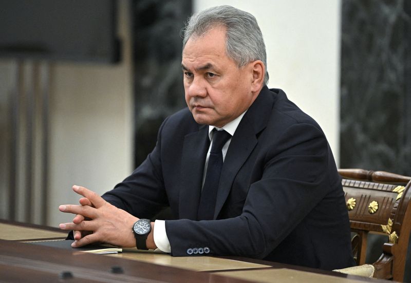 Russian Defence Minister Sergei Shoigu attends a meeting with Russian