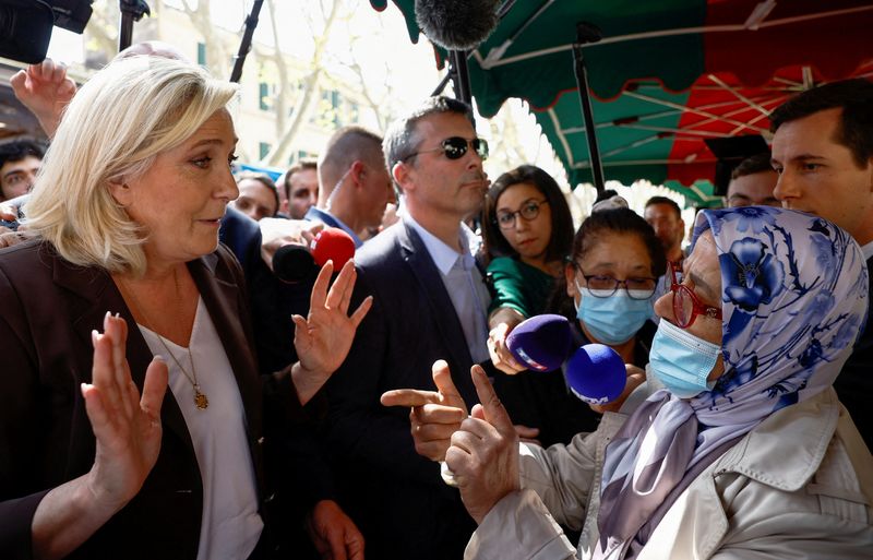 FILE PHOTO: French far-right presidential candidate Le Pen campaigns in