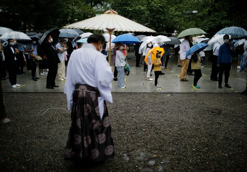 People visit Yasukuni Shrine in Tokyo