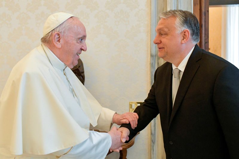 Pope Francis meets Hungarian PM Orban at the Vatican