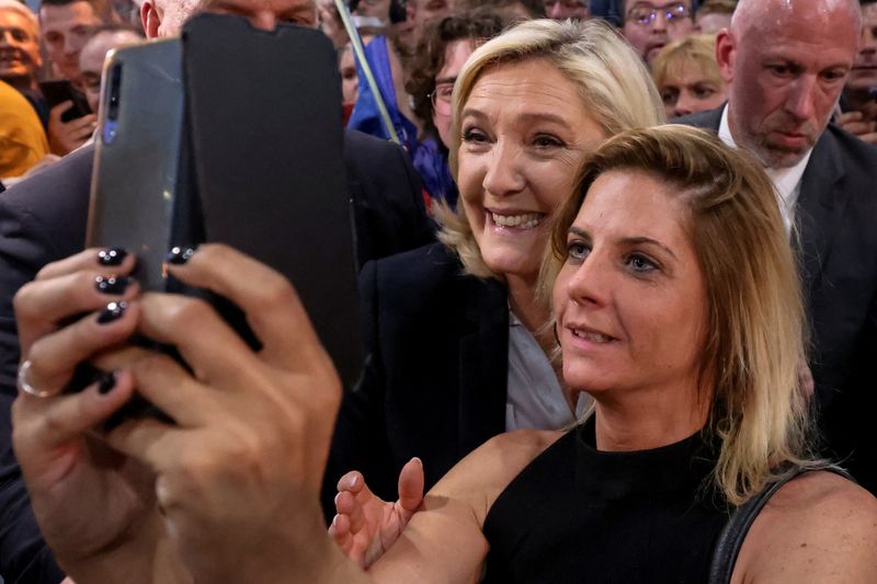 French far-right presidential candidate Le Pen campaigns in Arras