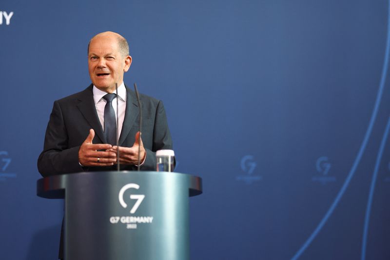 German Chancellor Scholz makes a statement after talks with European