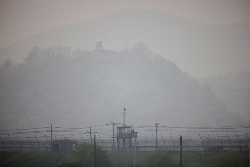 North and South Korean guard posts are seen near the