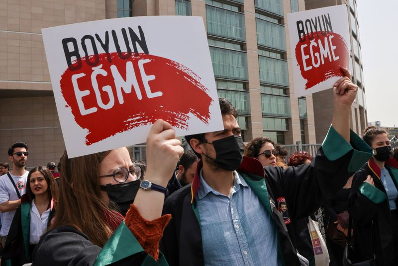 Protest against Turkish court decision that sentenced philanthropist Kavala to