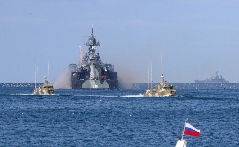 A view shows the Russian Navy’s vessels near Sevastopol