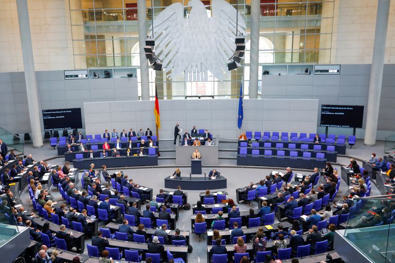 German lower house of parliament (Bundestag) session, in Berlin