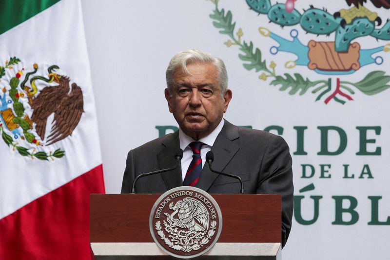 Mexico’s President Andres Manuel Lopez Obrador delivers his quarterly report